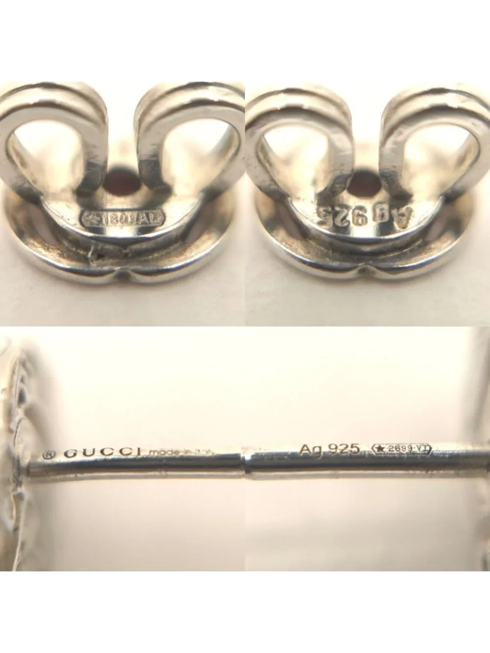 Gucci Double G Single Earrings Sterling Silver Stud